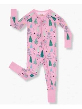 Little Sleepies Sparkling Christmas trees in pink size 6-12 months